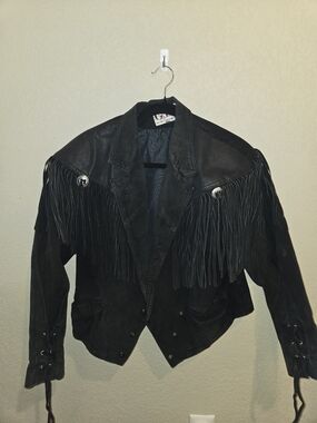 Black Suede Fringe Western Leather Jacket